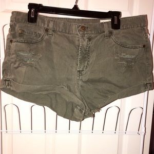 Army green jean shorts